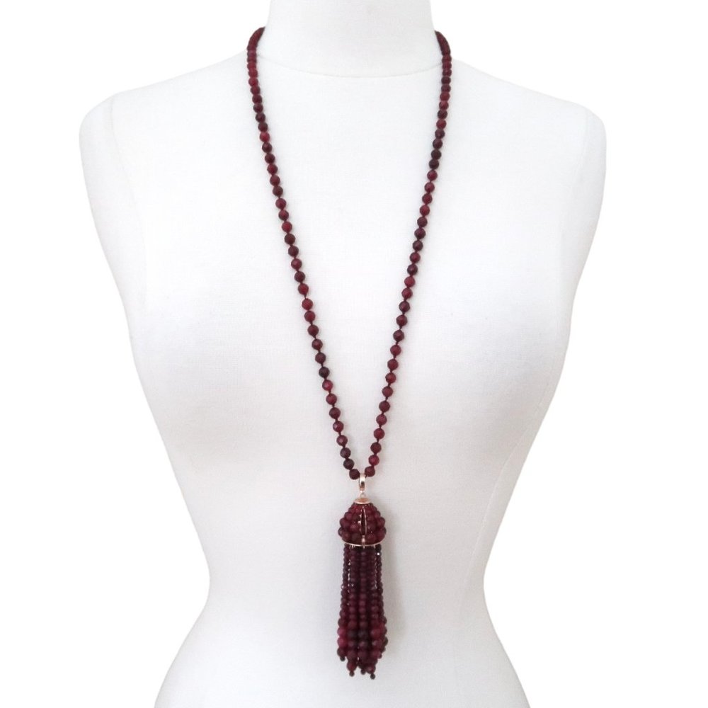 Kendra Scott Beaded Sylvia Necklace W Tassel Marroon